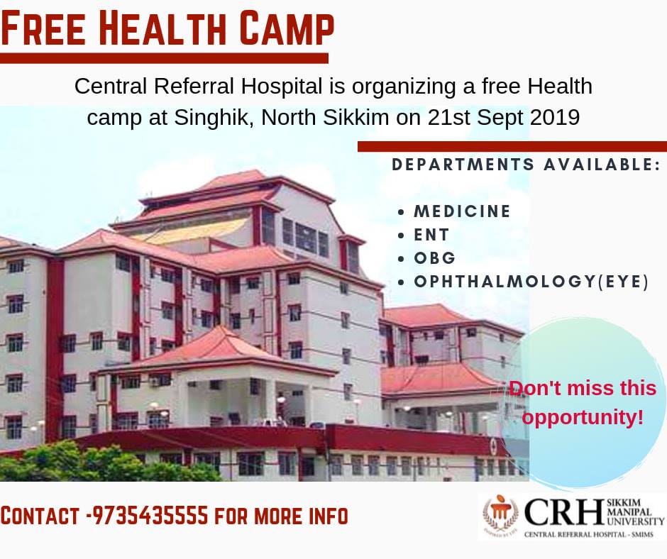 Central Referral Hospital is organizing a free Health camp.