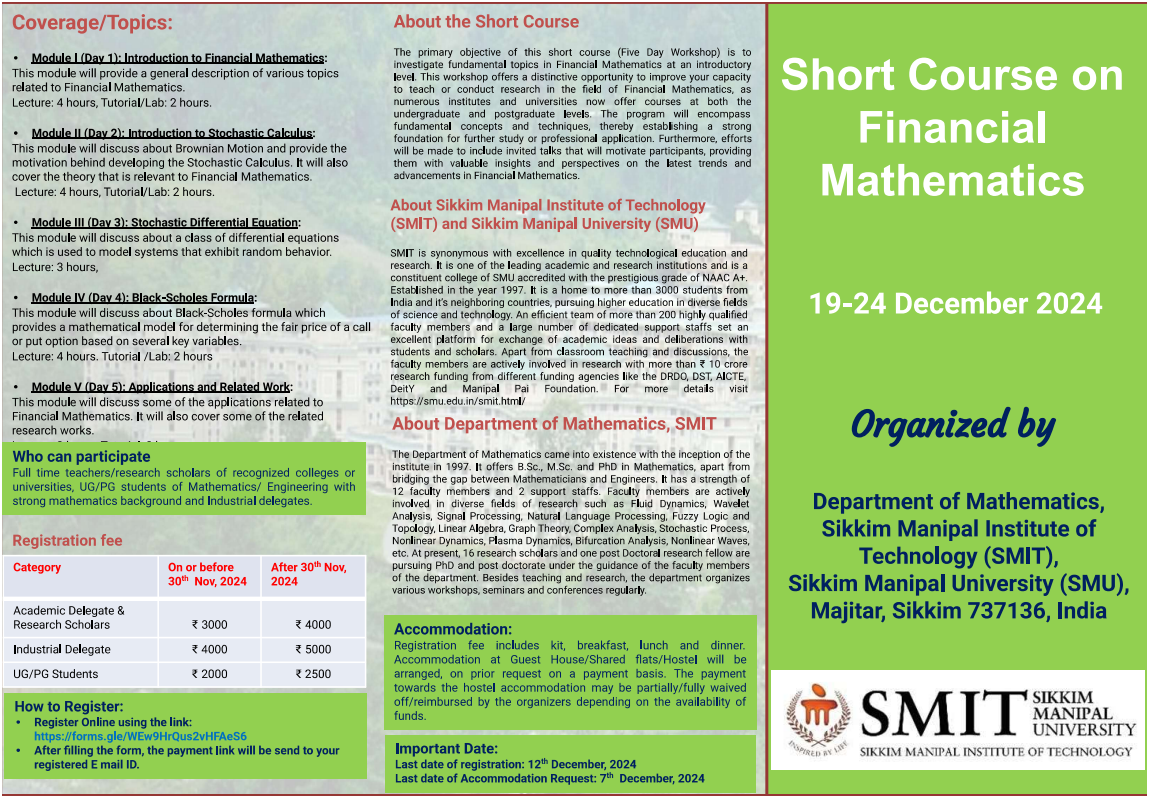 Short Course on Financial Mathematics